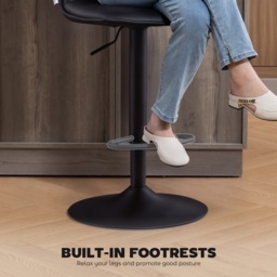 HOMCOM Set of Two Modern Faux Leather Bar Stools - Black - thumbnail 8