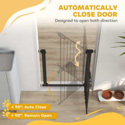 PawHut 75-82 cm Pet Safety Gate Barrier, Stair Pressure Fit, w/ Small Door, Auto Close, Double Locking, for Doorways, Hallways, Black - Aosom UK - thumbnail 5