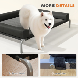 PawHut Elevated Dog Bed with Removable Bolsters, Raised Dog Bed for Large Breeds, Portable Indoor & Outdoor Pet Cots, Black - thumbnail 8