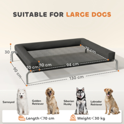PawHut Elevated Dog Bed with Removable Bolsters, Raised Dog Bed for Large Breeds, Portable Indoor & Outdoor Pet Cots, Black - thumbnail 3