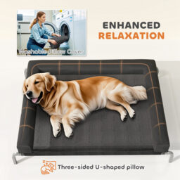 PawHut Elevated Dog Bed with Removable Bolsters, Raised Dog Bed for Large Breeds, Portable Indoor & Outdoor Pet Cots, Black - thumbnail 5