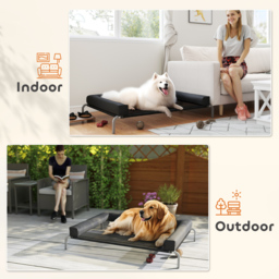 PawHut Elevated Dog Bed with Removable Bolsters, Raised Dog Bed for Large Breeds, Portable Indoor & Outdoor Pet Cots, Black - thumbnail 7