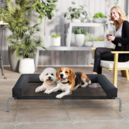 PawHut Elevated Dog Bed with Removable Bolsters, Raised Dog Bed for Large Breeds, Portable Indoor & Outdoor Pet Cots, Black - thumbnail 9