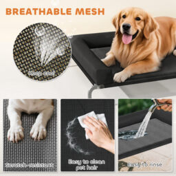 PawHut Elevated Dog Bed with Removable Bolsters, Raised Dog Bed for Large Breeds, Portable Indoor & Outdoor Pet Cots, Black - thumbnail 6