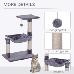 PawHut Cat Scratching Post, 2-Tier with Sisal Rope and Dangle Toy, Interactive, Beige - Aosom UK - thumbnail 5