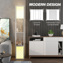 HOMCOM Floor Lamp with Shelves, Dual Light, Modern Tall Standing Lamps, with Pull Chain Switch (Bulb not Included), White - Aosom UK - thumbnail 5