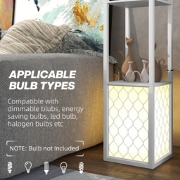 HOMCOM Floor Lamp with Shelves, Dual Light, Modern Tall Standing Lamps, with Pull Chain Switch (Bulb not Included), White - Aosom UK - thumbnail 7