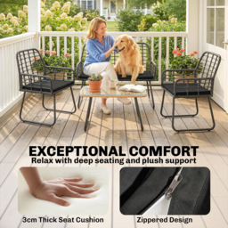 Outsunny 4 Piece Rattan Garden Furniture Set, Outdoor Patio Furniture with Loveseat, Armchairs and Coffee Table - thumbnail 6