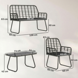 Outsunny 4 Piece Rattan Garden Furniture Set, Outdoor Patio Furniture with Loveseat, Armchairs and Coffee Table - thumbnail 3