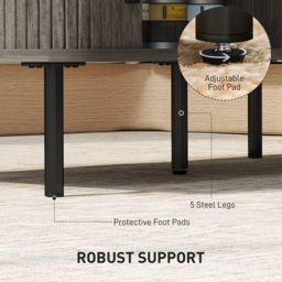 HOMCOM Coffee Table with Storage, Living Room Table with Slatted Tambour Sliding Doors and Foot Pads, Rectangular Coffee Table with Elevated Base for Living Room, Grey Wood-Effect - thumbnail 7