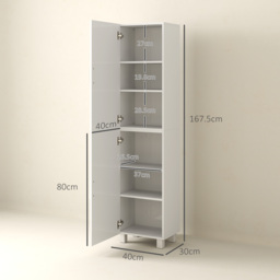 HOMCOM Tall Bathroom Cabinet, Freestanding Bathroom Cabinet with Adjustable Shelves and Double Doors - thumbnail 3
