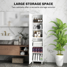 HOMCOM Tall Bathroom Cabinet, Freestanding Bathroom Cabinet with Adjustable Shelves and Double Doors - thumbnail 4