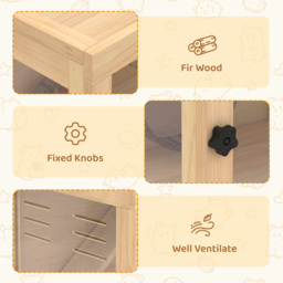 PawHut Wooden Hamster Cage with Hut, Wheel, Ramps, Removable Viewing Panels, 80 x 50 x 84 cm, Natural - thumbnail 5