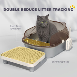 PawHut Stainless Steel Litter Box with Lid, High Wall Sided Enclosure, Pedal, Scoop, Non-Sticky, Anti-Leakage, Easy Cleaning - thumbnail 6