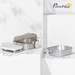 PawHut Stainless Steel Litter Box with Lid, High Wall Sided Enclosure, Pedal, Scoop, Non-Sticky, Anti-Leakage, Easy Cleaning - thumbnail 3