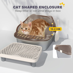 PawHut Stainless Steel Litter Box with Lid, High Wall Sided Enclosure, Pedal, Scoop, Non-Sticky, Anti-Leakage, Easy Cleaning - thumbnail 4