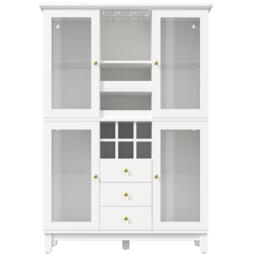 White Wine Cabinet with App-Controlled RGB LED Lighting, Adjustable-Dlass-Shelf Showcase with Wine Rack, 120L x 40W x 180.5H cm, White - Aosom UK - thumbnail 2