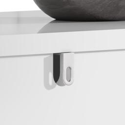 Stylish Sideboard with 2 Doors, 4 Shelves and Geometric Door Design, Durable Cabinet with Slim Metal Feet, 152L x 40W x 75H cm, White - Aosom UK - thumbnail 8