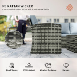 Outsunny 6 Pieces Rattan Garden Furniture Set, 7 Seater Wicker Outdoor Furniture Set with Storage Tea Table & Side Table, Grey - thumbnail 4