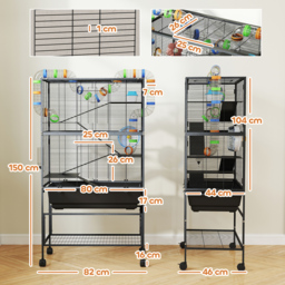 PawHut 5 Tier Large Hamster Cage on Wheels with 17 cm Deep Tray, Storage Shelf for Syrian, Gerbil, Rats - thumbnail 3