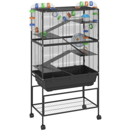 PawHut 5 Tier Large Hamster Cage on Wheels with 17 cm Deep Tray, Storage Shelf for Syrian, Gerbil, Rats - thumbnail 1