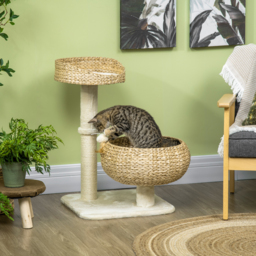 PawHut 72cm Cat Tree Kitten Tower, with Sisal Scratching Post, Two Beds, Toy Ball - thumbnail 2