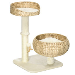 PawHut 72cm Cat Tree Kitten Tower, with Sisal Scratching Post, Two Beds, Toy Ball - thumbnail 1