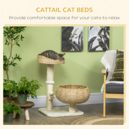 PawHut 72cm Cat Tree Kitten Tower, with Sisal Scratching Post, Two Beds, Toy Ball - thumbnail 4