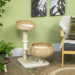 PawHut 72cm Cat Tree Kitten Tower, with Sisal Scratching Post, Two Beds, Toy Ball - thumbnail 7