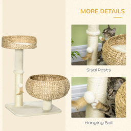PawHut 72cm Cat Tree Kitten Tower, with Sisal Scratching Post, Two Beds, Toy Ball - thumbnail 5