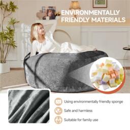 5-Foot Bean Bag Sofa Chair with Eco-Friendly Bead Filling, Reading Lounger Perfect for Pressure-Relieving, 120L x 120W x 60H cm, Dark Gray - Aosom UK - thumbnail 5