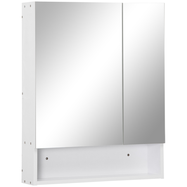 kleankin Bathroom Cabinet with Mirror, Wall Mounted Bathroom Mirror Cabinet with Adjustable Shelf, 2 Doors Storage Cupboard, White - image 1