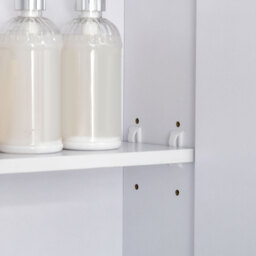 kleankin Bathroom Cabinet with Mirror, Wall Mounted Bathroom Mirror Cabinet with Adjustable Shelf, 2 Doors Storage Cupboard, White - thumbnail 9