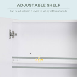 kleankin Bathroom Cabinet with Mirror, Wall Mounted Bathroom Mirror Cabinet with Adjustable Shelf, 2 Doors Storage Cupboard, White - thumbnail 6