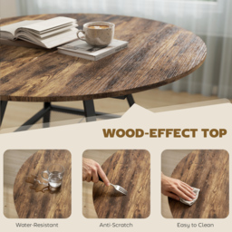 HOMCOM Dining Table for 4 People, 100 cm Round Industrial Kitchen Table with Storage Shelf, Rustic Brown - thumbnail 6