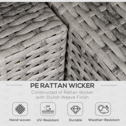 Outsunny PE Rattan Wicker Corner Sofa Garden Furniture Single Sofa Chair w/ Cushions, Grey - thumbnail 4