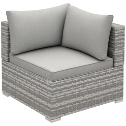Outsunny PE Rattan Wicker Corner Sofa Garden Furniture Single Sofa Chair w/ Cushions, Grey - thumbnail 9