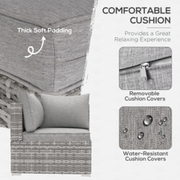 Outsunny PE Rattan Wicker Corner Sofa Garden Furniture Single Sofa Chair w/ Cushions, Grey - thumbnail 5