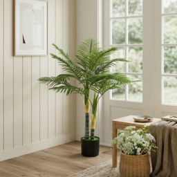 HOMCOM Artificial Palm Tree with 14 PEVA Leaves, 120cm Decorative Artificial Plant with Pot and Moss Effect, Green - thumbnail 9