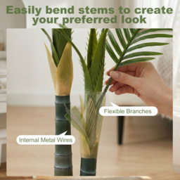HOMCOM Artificial Palm Tree with 14 PEVA Leaves, 120cm Decorative Artificial Plant with Pot and Moss Effect, Green - thumbnail 6