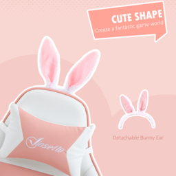 Vinsetto Racing Gaming Chair, Reclining PU Leather Computer Chair with Removable Rabbit Ears, Footrest, Headrest and Lumber Support, Pink - Aosom UK - thumbnail 5