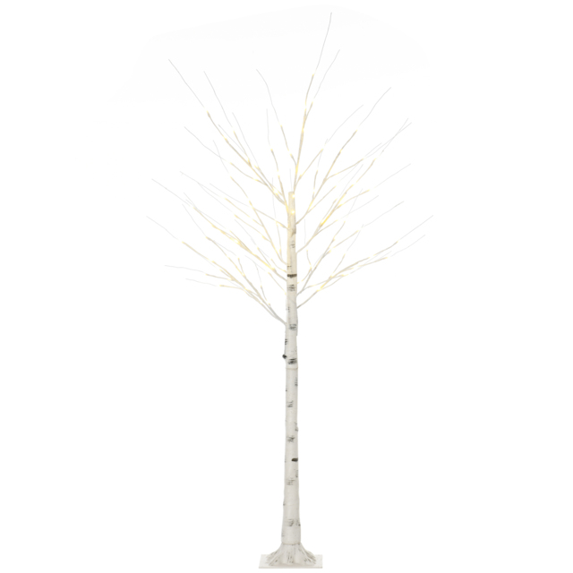 HOMCOM 6ft Artificial White Birch Tree Light with 96 Warm White Pre-Lit LED Light for Indoor and Covered Outdoor Use - image 1