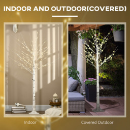 HOMCOM 6ft Artificial White Birch Tree Light with 96 Warm White Pre-Lit LED Light for Indoor and Covered Outdoor Use - thumbnail 7