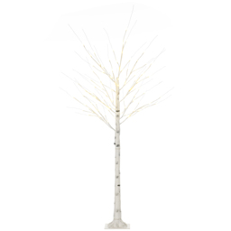 HOMCOM 6ft Artificial White Birch Tree Light with 96 Warm White Pre-Lit LED Light for Indoor and Covered Outdoor Use - thumbnail 1
