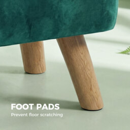 HOMCOM Velvet Square Padded Footstool - Dark Green - thumbnail 6