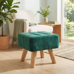 HOMCOM Velvet Square Padded Footstool - Dark Green - thumbnail 7