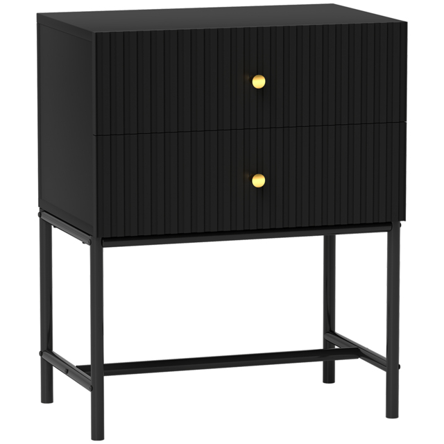 HOMCOM Elegant Two-Drawer Bedside Table - Black - image 1