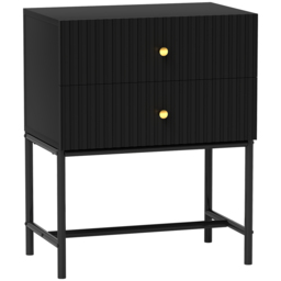 HOMCOM Elegant Two-Drawer Bedside Table - Black