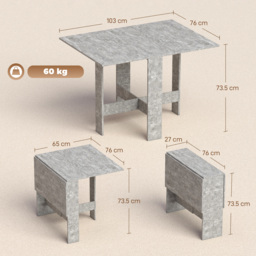HOMCOM Folding Dining Table, Space-Saving Drop Leaf Kitchen Table for 4-6 People Grey - thumbnail 3
