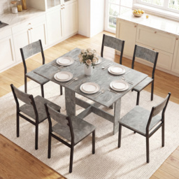HOMCOM Folding Dining Table, Space-Saving Drop Leaf Kitchen Table for 4-6 People Grey - thumbnail 2